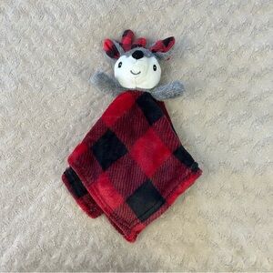 Jesse + Lulu Deer Lovey Security Blanket Red Black Buffalo Plaid Moose Gray